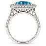 Estate Jewelry 4 Carat Lab Grown Marquise Shape Blue DIamond Double Halo Ring In 14K White Gold Image-4