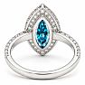 Estate Jewelry 4 Carat Lab Grown Marquise Shape Blue DIamond Double Halo Ring In 14K White Gold Image-5