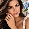 Estate Jewelry 4 Carat Lab Grown Marquise Shape Blue DIamond Double Halo Ring In 14K White Gold Image-6
