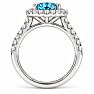 Estate Jewelry 3 Carat Lab Grown Oval Shape Blue Diamond Halo Ring In 14K White Gold Image-4