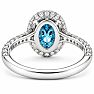 Estate Jewelry 3 Carat Lab Grown Oval Shape Blue Diamond Halo Ring In 14K White Gold Image-5