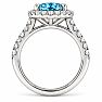 Estate Jewelry 4 Carat Lab Grown Oval Shape Blue Diamond Halo Ring In 14K White Gold Image-4