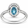 Estate Jewelry 4 Carat Lab Grown Oval Shape Blue Diamond Halo Ring In 14K White Gold Image-5