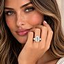 4 Carat Emerald Cut Lab Grown Diamond Three Stone Ring With Trapezoids In 14K Yellow Gold Image-6