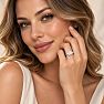 4 Carat Princess Cut Lab Grown Diamond Three Stone Ring With Trapezoids In 14K White Gold Image-6
