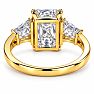 4 Carat Princess Cut Lab Grown Diamond Three Stone Ring With Trapezoids In 14K Yellow Gold Image-5