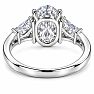 4 Carat Oval Shape Lab Grown Diamond Three Stone Ring With Trapezoids In 14K White Gold Image-5