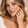 4 Carat Oval Shape Lab Grown Diamond Three Stone Ring With Trapezoids In 14K White Gold Image-6