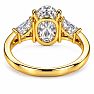 4 Carat Oval Shape Lab Grown Diamond Three Stone Ring With Trapezoids In 14K Yellow Gold Image-5