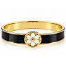 Draper James Signature Magnolia Enamel Gold Bangle, Black Image-1