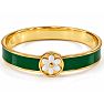 Draper James Signature Magnolia Enamel Gold Bangle, Emerald Image-1