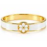 Draper James Signature Magnolia Enamel Gold Bangle, White Image-1