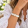 Draper James Signature Magnolia Enamel Gold Bangle, White Image-3