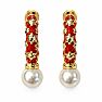 Draper James Red Star and Pearl Hoop Earrings In Gold Image-2