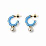 Draper James Preppy Blue and Pearl Hoop Earrings In Gold Image-1