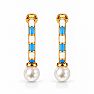 Draper James Preppy Blue and Pearl Hoop Earrings In Gold Image-2