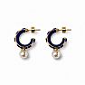 Draper James Navy Blue and Pearl Hoop Earrings In Gold Image-1