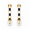 Draper James Navy Blue and Pearl Hoop Earrings In Gold Image-2