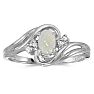 1/2ct Opal And Diamond Ring in 10k White Gold Image-1