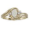 1/4 Carat Oval Opal Ring with Diamonds 14k Yellow Gold Image-1