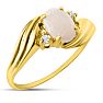 1/4 Carat Oval Opal Ring with .03ct Diamonds in 14k Yellow Gold Image-2