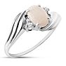 1/4 Carat Oval Opal Ring with .03ct Diamonds in 14k White Gold Image-2