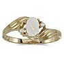 Opal Jewelry: 1/4ct Oval Opal And .02ct Diamond Ring in 10k Yellow Gold Image-1