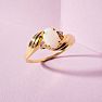 Opal Jewelry: 1/4ct Oval Opal And .02ct Diamond Ring in 10k Yellow Gold Image-3