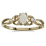 1/6ct Weaving Oval Opal And Diamond Ring in 10k Yellow Gold Image-1