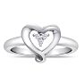 Perfect Three Diamond Heart Promise Ring in Sterling Silver Image-1