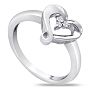 Perfect Three Diamond Heart Promise Ring in Sterling Silver Image-2