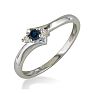 Dainty Bypass Sapphire and Diamond Ring in 10k White Gold Image-2
