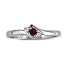 Ruby Jewelry: Dainty Bypass Ruby and Diamond Ring in 10k White Gold Image-1