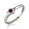 Ruby Jewelry: Dainty Bypass Ruby and Diamond Ring in 10k White Gold Image-2