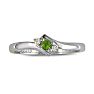 Peridot Jewelry: Dainty Bypass Peridot and Diamond Ring in 10k White Gold Image-1