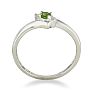 Peridot Jewelry: Dainty Bypass Peridot and Diamond Ring in 10k White Gold Image-3