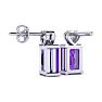 1ct Octagon Shape Amethyst and Diamond Earrings in 10k White Gold Image-2