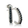 Sterling silver ruby J-hoop earrings. These everday earrings contain 16 midnight blue sapphires with a total gem weight of 1/3 carat. Image-1