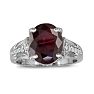 Garnet Ring: Garnet Jewelry: Garnet Jewelry: 4ct Garnet and Diamond Ring in 10k White Gold | Fine Gemstone Jewelry Image-1