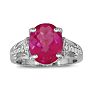 4ct Ruby and Diamond Ring in 10k White Gold Image-1