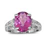 Pink Gemstones 4 Carat Pink Topaz and Diamond Ring In 10 Karat White Gold Image-1