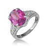 Pink Gemstones 4 Carat Pink Topaz and Diamond Ring In 10 Karat White Gold Image-2