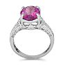 Pink Gemstones 4 Carat Pink Topaz and Diamond Ring In 10 Karat White Gold Image-3