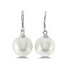 12mm Shell Pearl Fish Hook Earrings in Sterling Silver. Big Shiny Pearls At An Amazing Price! Image-1