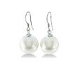 12mm Shell Pearl Fish Hook Earrings in Sterling Silver. Big Shiny Pearls At An Amazing Price! Image-2