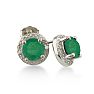 2ct Emerald Diamond Halo Earrings, 10k White Gold Image-1