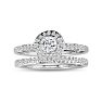 Estate Jewelry 3/4 Carat Micro Pave Created Diamond Bridal Set In Sterling Silver, Size 7 Image-1