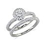 Estate Jewelry 3/4 Carat Micro Pave Created Diamond Bridal Set In Sterling Silver, Size 7 Image-2
