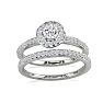 Estate Jewelry 3/4 Carat Micro Pave Created Diamond Bridal Set In Sterling Silver, Size 7 Image-3