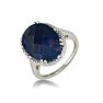 11ct Rough-Cut Sapphire and Diamond Ring in Sterling Silver Image-2